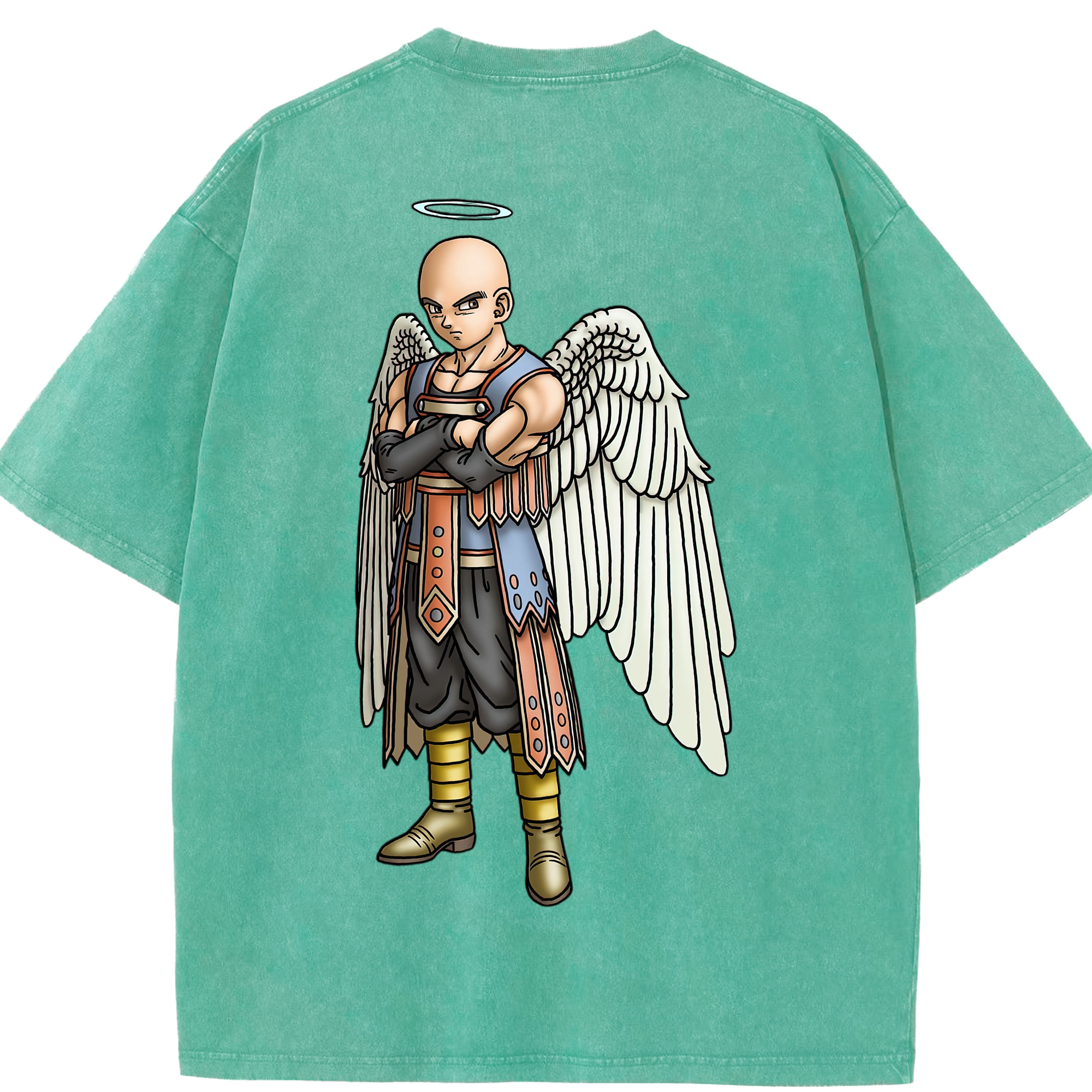 （画像用） ドラゴンクエスト Doragon Kuesuto Dragon Quest 綿100% ヴィンテージ風 半袖Tシャツ（背面プリント）